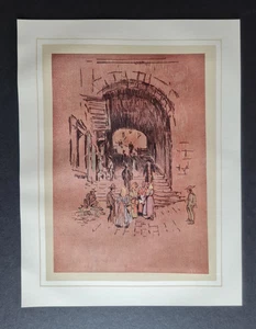 Antique 1909 print - A Street, Cortona - Tuscany - Joseph Pennell - Picture 1 of 3