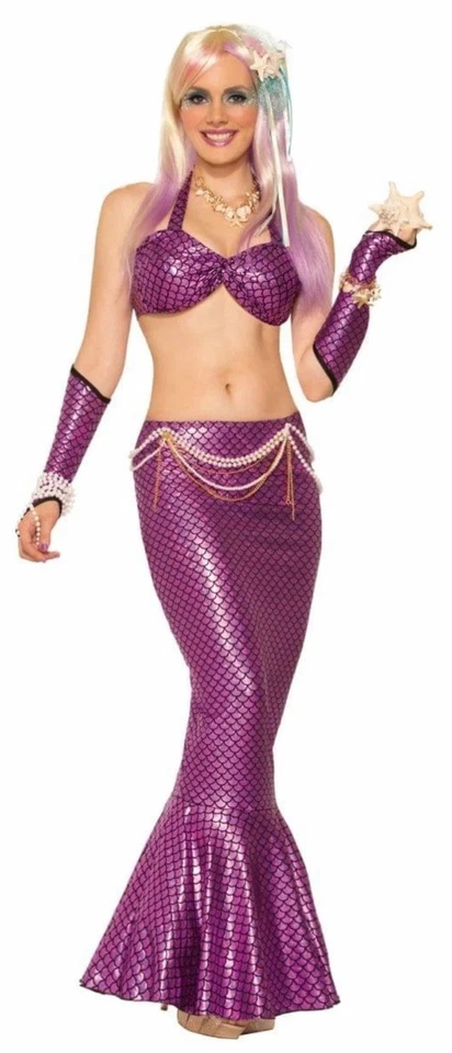 Fantasy Mermaid Costume Ariel Adult Long Pink Tail Fin Skirt