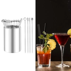 20x Stainless Steel Cocktail Toothpicks Drink Picks Food Picks Appetizer Skewers - Picture 1 of 6
