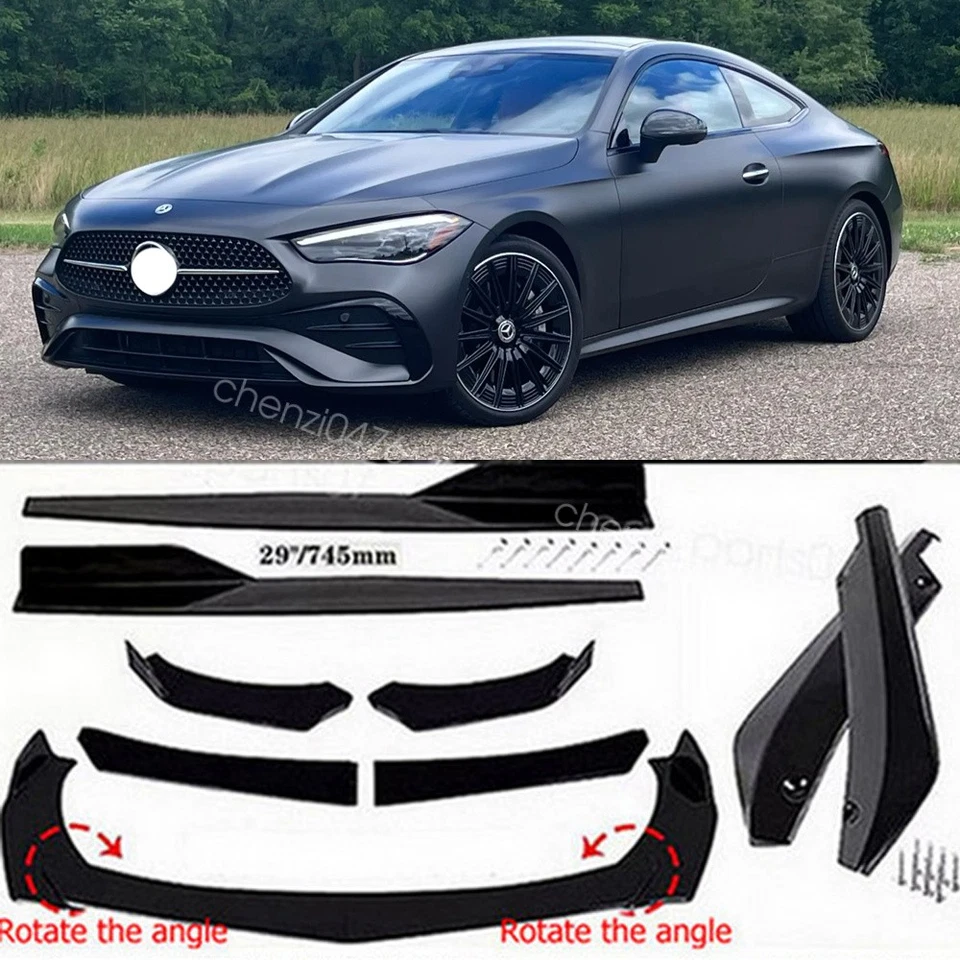 Car Front Bumper Lip Spoiler Splitter Body Kit Glossy Black For Mercedes-Benz Foto 1 de 4