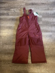 LL Bean Kids 4 Cold Buster Snow Bibs Maroon Zip Pockets Adjustable Insulated NWT - Picture 1 of 4
