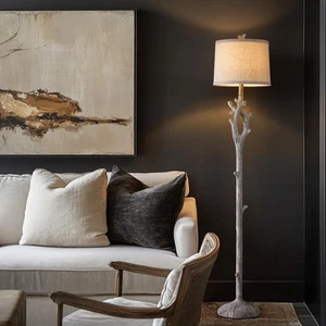 Retro Farmhouse Floor Lamp for Living Room Rustic Standing Lamps Tree Trunk D... - Picture 1 of 8