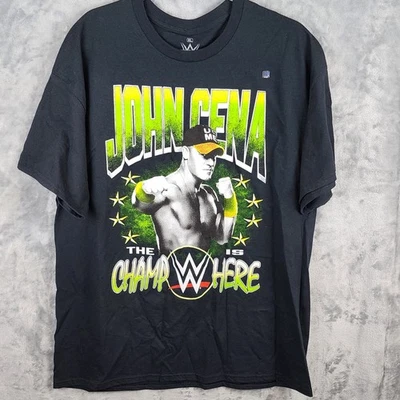 WWE JOHN CENA MENS XL THE CHAMP IS HERE SHIRT SHORT SLEEVE NEVER GIVE UP BLACK  - Image 1 of 4
