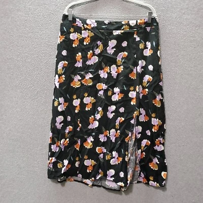 Falda Ava & Viv Mujer X Negra Floral Midi Abertura Lateral Foto 1 de 4