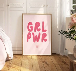 Girl Power Print Poster Feminist Girl Gang Pink Wall Art Home Decor 2320 - Picture 1 of 4