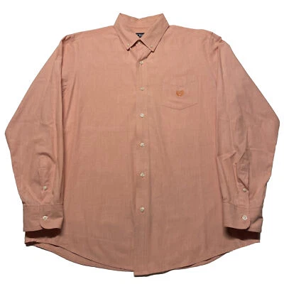 Chaps Button Up Shirt Men's Large Orange Solid Long Sleeve Oxford Casual Hipster - Image 1 of 4