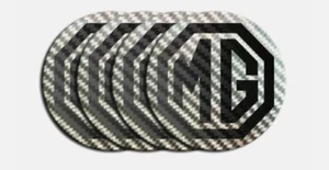ZR LE500 Alloy Wheel Centre Cap Stickers for MG Black Carbon Fibre 80mm Set Of 4 - Picture 1 of 2