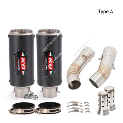 For Ducati 848 1098 1198 Mid Exhaust Link Pipe L&R Carbon Fiber Muffler Silencer - Image 1 of 4