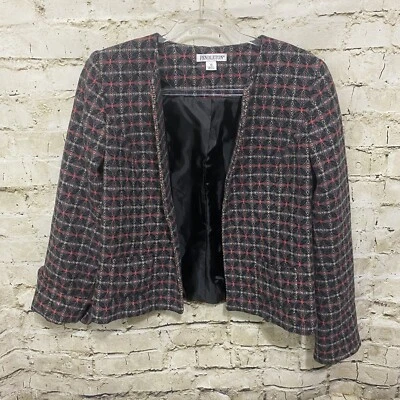 Pendleton Womens Size 10 Pink Gray Printed Wool Cashmere Blend Open Front Blazer - Image 1 of 4