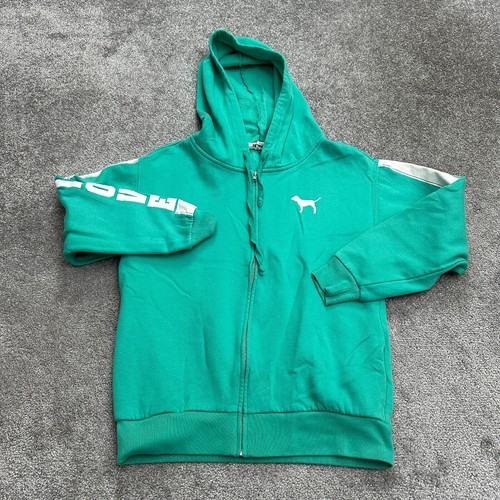UNDERCOVER Felpa Victoria's Secret rosa con cappuccio donna XS verde grafica full zip casual
