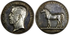 SWEDEN Silver Medal GUSTAV V 1918 Reward for Horse Breeding (43mm) C/S Edge (65) - Picture 1 of 5