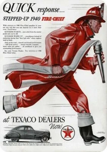 1940 TEXACO FIRE CHIEF Gas & FIREMAN Fire Fighter DECORATIVE REPLICA METAL SIGN - Picture 1 of 1