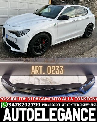 0233 LAMA ANTERIORE ADATTO ALFA ROMEO STELVIO LIP SPOILER PARAURTI NERO LUCIDO