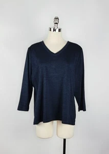 Karen Scott Performance Blue 3/4 Sleeve V-Neck Shirt Women's Size XL - Picture 1 of 7