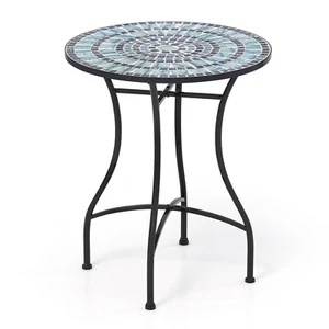 24 Inch Patio Bistro Table w/ Ceramic Tile Tabletop Heavy-Duty Metal Structure - Picture 1 of 8