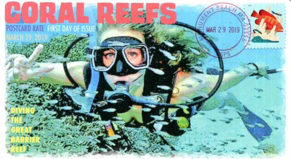 COVERSCAPE computer generated "Coral Reefs" 2019 35¢ Postcard Rate U/O fdc - Image 1 of 1