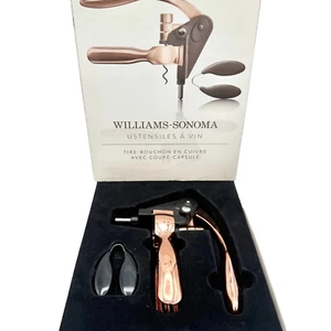 Williams Sonoma Copper Wine Tools Set Corkscrew & Foil Cutter 2016 w/ Box - Picture 1 of 11