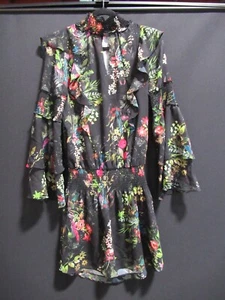Parker Dress Medium Short Sleeve Black Floral Dress Preowned/Pristine Condition - Picture 1 of 10