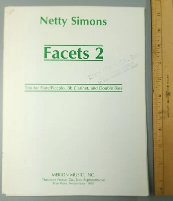 Netty Simons - Facets 2 - Trio for Flute/Piccolo Bb Clarinet & Double Bass - Image 1 of 2