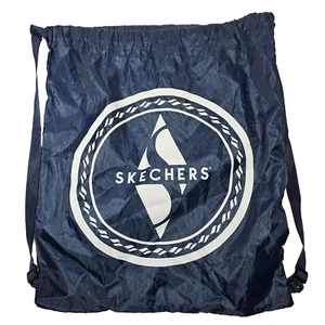 Skechers Drawstring Tote Bag Backpack w/ Adjustable Straps 16x20" Blue Nylon - Picture 1 of 7