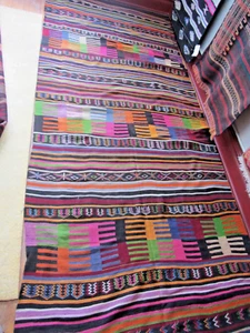 Großer bunter Flachgewebe Kelim Sumak türkischer Teppich 63" x 150" stabil halbantik - Bild 1 von 7