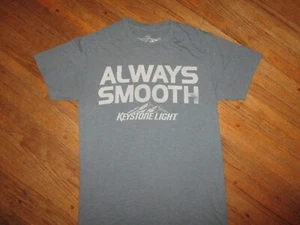 KEYSTONE LIGHT BEER ALWAYS SMOOTH T SHIRT Soft Lightweight Retro Tee Blue SMALL - Picture 1 of 3
