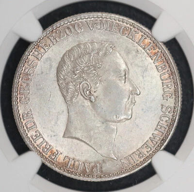 1840 GERMANY MECKLENBURG-SCHWERIN 2/3 Thaler Taler NGC MS63! Dr Max Blaschegg - Image 1 of 4