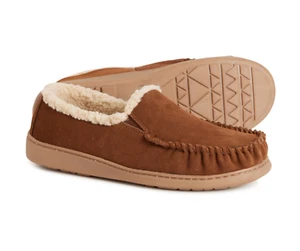 Minnetonka Evan Slippers Suede Slip-Ons Cushioned Footbed Faux For Men - Picture 1 of 7