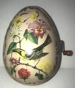 Mattel Musical Windup Uovo di Pasqua Latta Litografia Bird Flowers Non Funzionante Vintage 1954 (O1 - Foto 1 di 13