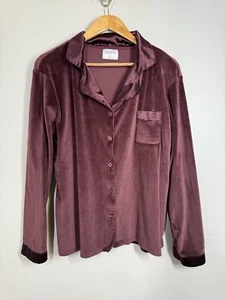Pigiama donna Born bordeaux velluto velluto bottoni top raso polsino colletto taglia XL - Foto 1 di 11