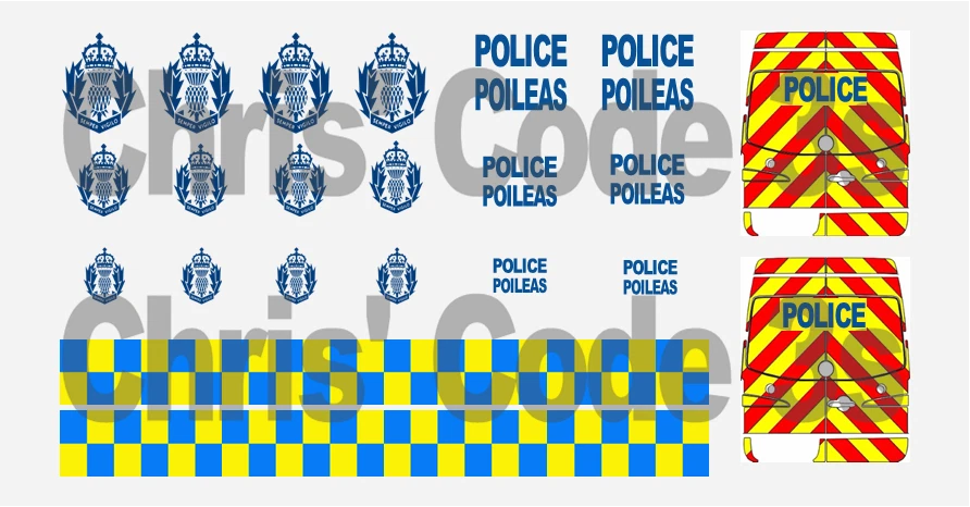 Code 3 Police Adhesive Vinyl Decals suit 1/43 1/50 - Scottish Police - Sprinter - Image 1 of 1