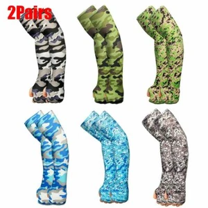 2 Pairs Cooling Arm Sleeves UV Sun Protect Covers For Men Women Outside Sport - Picture 1 of 18