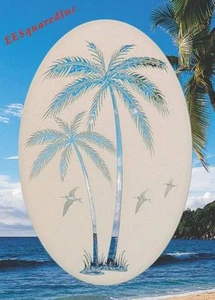 Palm Trees Right Leaning Static Cling Window Decal 26x41 OVAL for Glass Doors - Picture 1 of 8