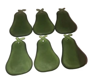 6 Ornamenti Natalizi a Forma di Pera Verde in Vetro Artistico Satinato 3 1/2” X 4” #2 - Foto 1 di 6