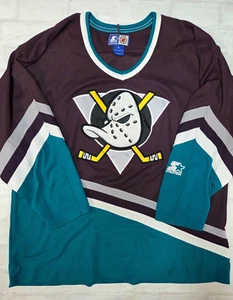 Maglia Starter Vintage NHL Anaheim Ducks in Borgogna Taglia XL - Foto 1 di 10