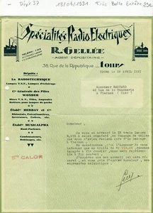 Dépt 37 Tours 38 Rue de la Rép. - T B Entête Spécialités Radio Electriques 1931 - Picture 1 of 1