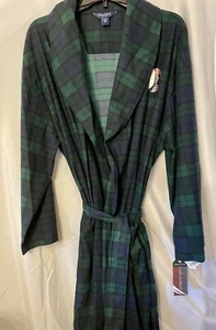 Nautica Men's New plaid Cozy fleece bathrobe belted sleep lounge cozy one size - Picture 1 of 12