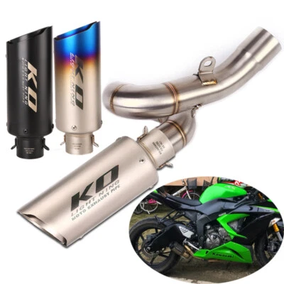 Silenciadores de tubo de escape de acero inoxidable 51 mm para Kawasaki Ninja ZX6R 636 2009-2023 Foto 1 de 4