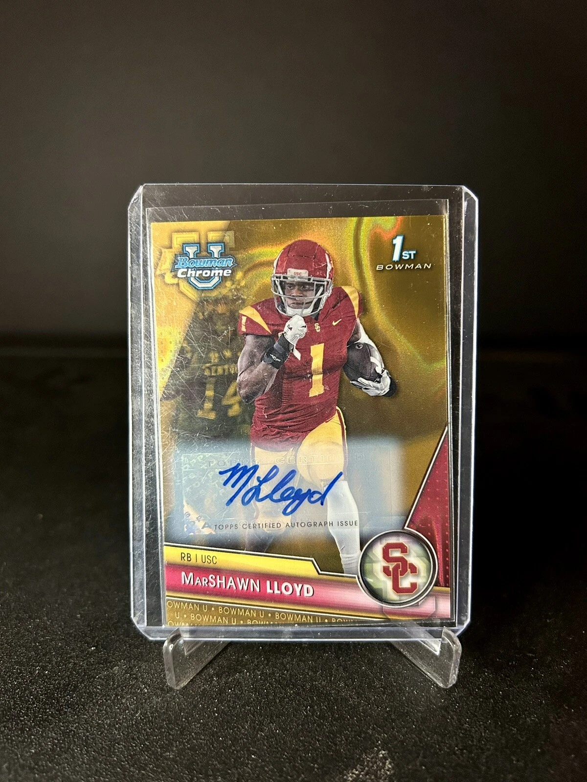 2023 Bowman U Chrome Marshawn Lloyd Gold Lava Auto 1st Bowman 13/50 USC