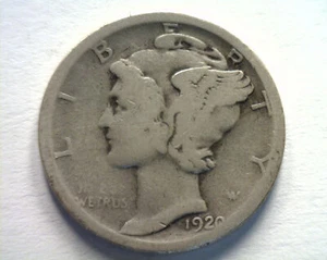 Moneda de diez centavos de mercurio 1920-D sobre buena/buena ag/g bonita moneda original bobs 99c ENVÍO - Imagen 1 de 2