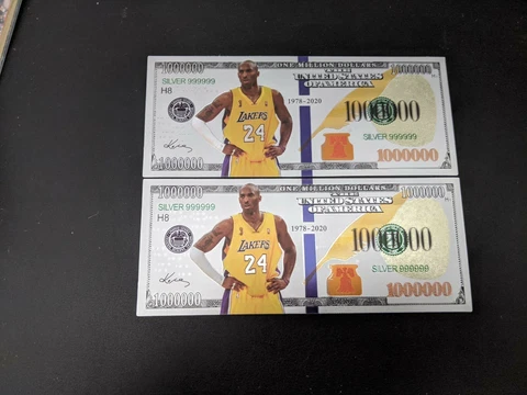 $1,000,000 24K Silver Foil Kobe Bryant Collectible Novelty Bill Lakers Y Cover