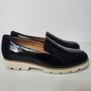 Vionic Kensley Black Patent Leather Suede Loafer Shoes Women Size 8 Office Chic - Picture 1 of 10