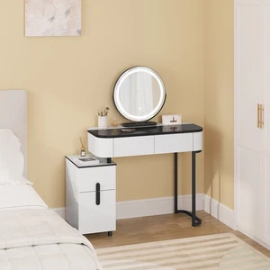 Dressing Table With 4 Drawers LED Mirror Set Makeup Desk Vanity Table Bedroom - Picture 1 of 7