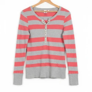 Top Henley térmico a rayas Roxy para mujer M Y2K años 90 patinador surfista costero preppy - Imagen 1 de 12