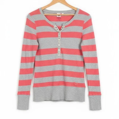 Top Henley térmico a rayas Roxy para mujer M Y2K años 90 patinador surfista costero preppy Foto 1 de 4