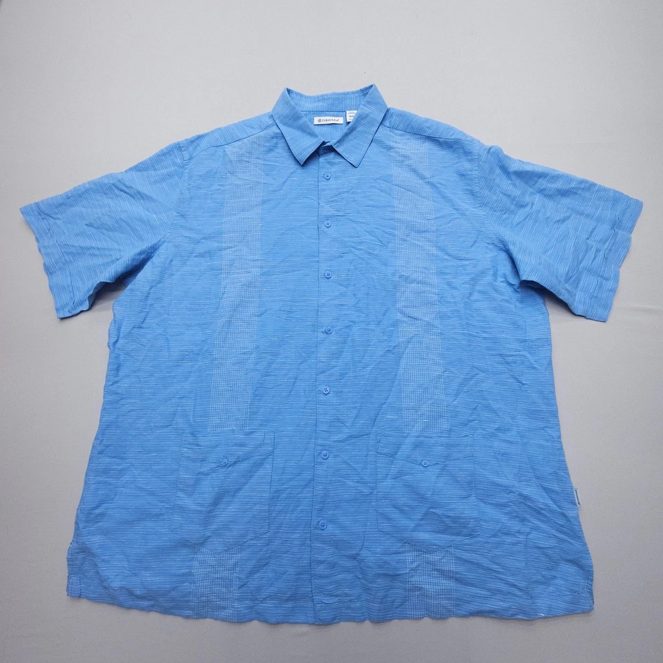 Camisa Cubavera Lino Algodón Manga Corta Para Hombre 3XLT Bolsillos Playa Tropical Viaje Foto 1 de 4