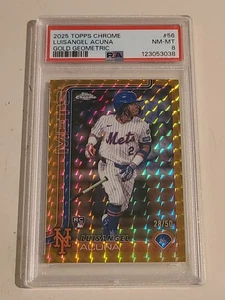2025 Topps Chrome Luisangel Acuna Rookie /50 Gold Refractor Geometric #56 PSA 8 - Picture 1 of 2