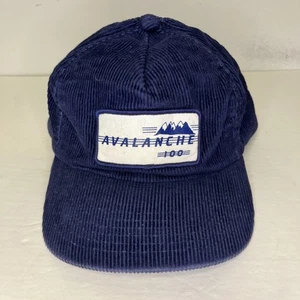 Vintage Corduroy Hat Cap SnapBack Navy Blue Avalanche 100 - Picture 1 of 7