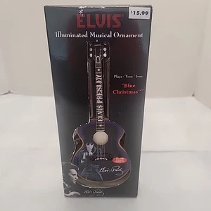 Illuminated Elvis Presley Guitar Christmas Ornament "Blue Christmas" Musical - Picture 1 of 5