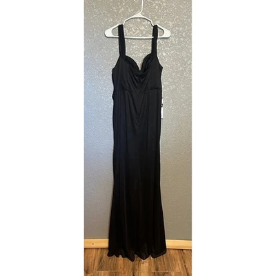 NUEVO CON ETIQUETAS Vestido Formal Negro Azazie Salma Talla 16 Cintura Imperio Babydoll Coqueta Foto 1 de 4